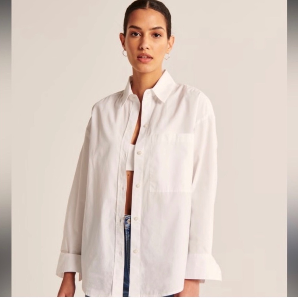 Abercrombie, white, oversized button up shirt- NWOT